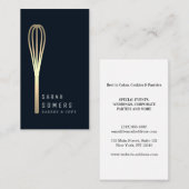 Modern Gold Glitter Whisk Bakery Visitekaartje (Voorkant / Achterkant)