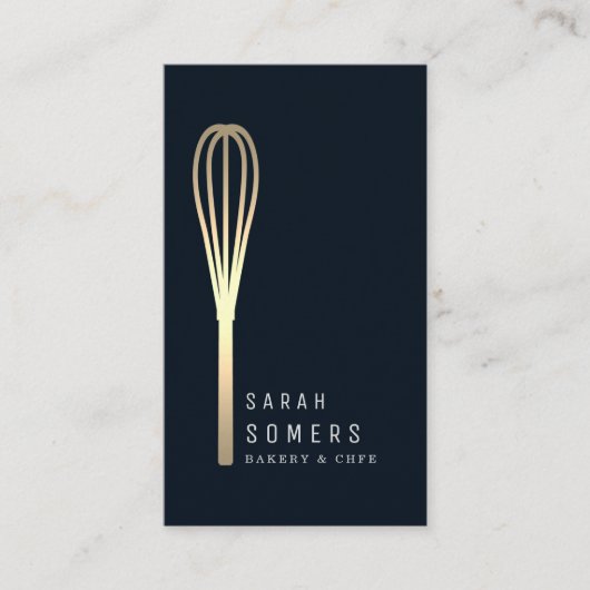 Modern Gold Glitter Whisk Bakery Visitekaartje (Voorkant)