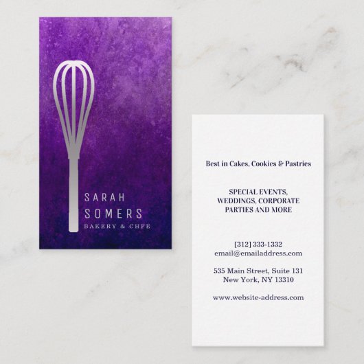 Modern Gold Glitter Whisk Bakery Visitekaartje (Voorkant / Achterkant)