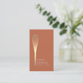 Modern Gold Glitter Whisk Bakery Visitekaartje (Staand voorkant)