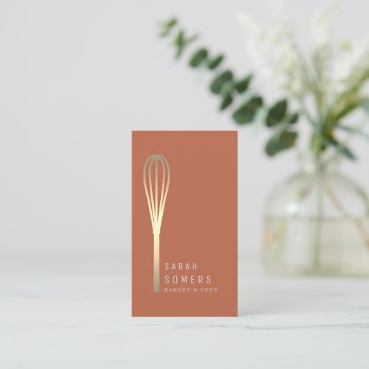 Modern Gold Glitter Whisk Bakery Visitekaartje (Staand voorkant)