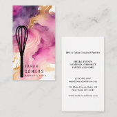 Modern Gold Glitter Whisk Bakery Visitekaartje (Voorkant / Achterkant)