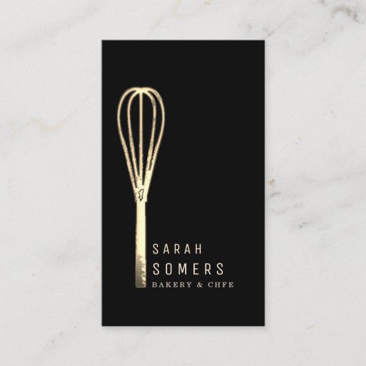 Modern Gold Glitter Whisk Bakery Visitekaartje (Voorkant)