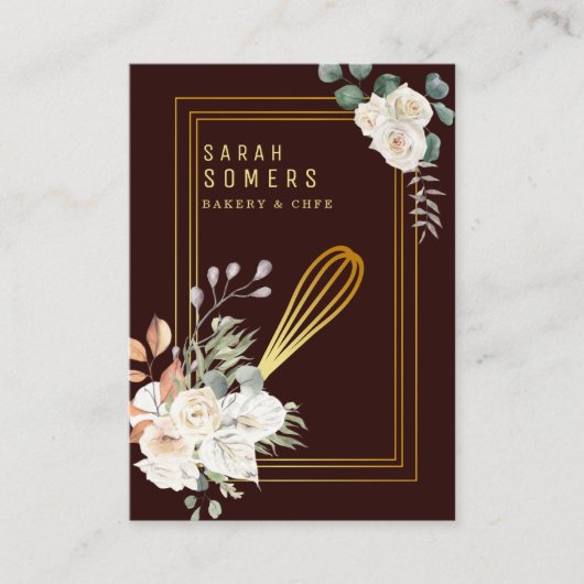 Modern Gold Glitter Whisk Bakery Visitekaartje (Voorkant)