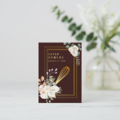 Modern Gold Glitter Whisk Bakery Visitekaartje (Staand voorkant)