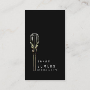 Modern Gold Glitter Whisk Bakery Visitekaartje
