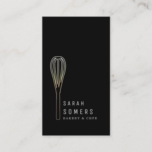 Modern Gold Glitter Whisk Bakery Visitekaartje (Voorkant)