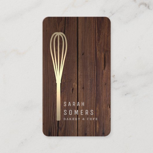 Modern Gold Glitter Whisk Bakery Visitekaartje (Voorkant)