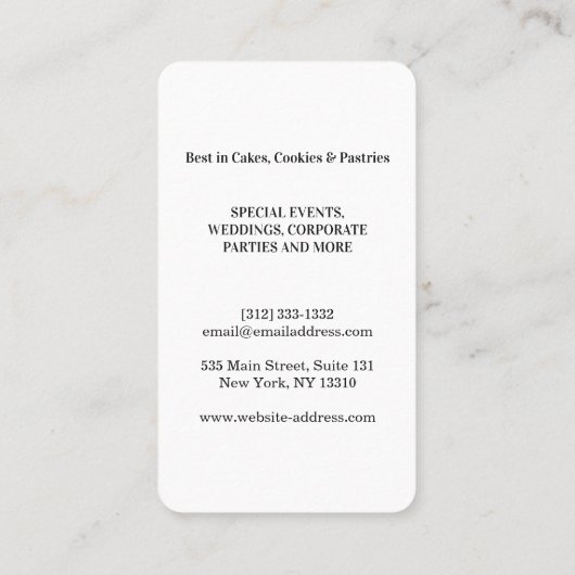 Modern Gold Glitter Whisk Bakery Visitekaartje (Achterkant)