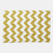 Modern Gold Glitter White Chevron Theedoek (Horizontaal)