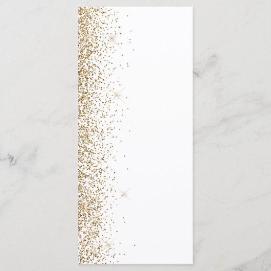 Modern Gold Glitter White Wedding Menu (Achterkant)
