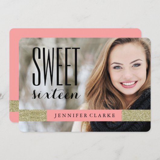 MODERN GOLD GLITTER | ZACHTE ZES PARTIJ KAART (Voorkant / Achterkant)