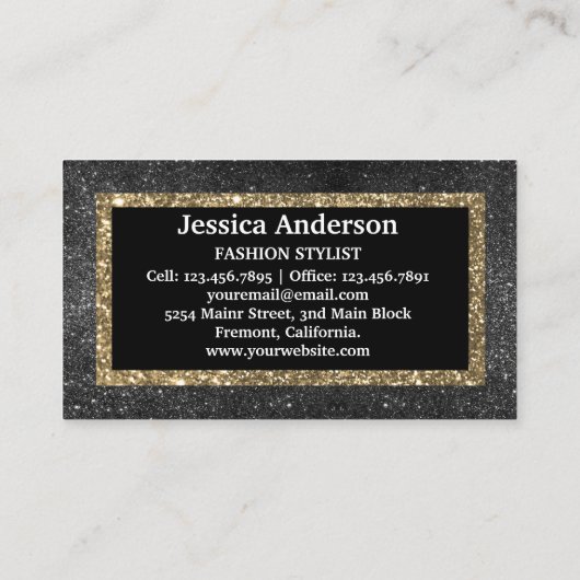 Modern Gold gouden glitter stijlvol visitekaartje (Achterkant)