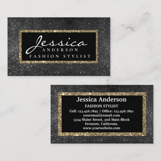 Modern Gold gouden glitter stijlvol visitekaartje (Voorkant / Achterkant)