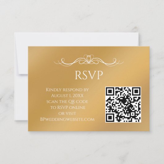 Modern Gold Gradient Custom QR Code Wedding RSVP Kaartje (Voorkant)