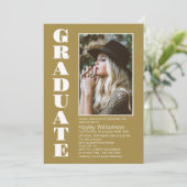 Modern Gold Graduation Party Kaart (Staand voorkant)