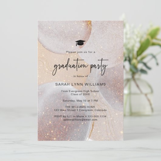 Modern Gold Graduation Party Kaart (Staand voorkant)