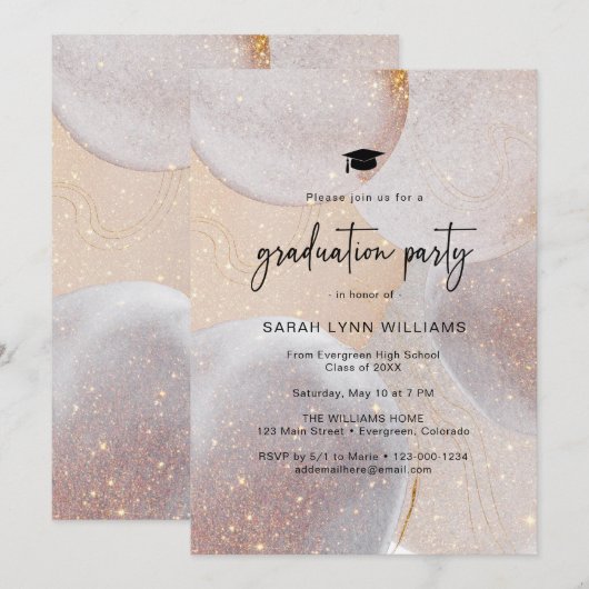 Modern Gold Graduation Party Kaart (Voorkant / Achterkant)