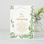 Modern Gold & Green 50e Jubileum Uitnodigen Kaart (Staand voorkant)
