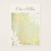 Modern Gold Green Abstract Floral Script Font Visitekaartje (Voorkant)