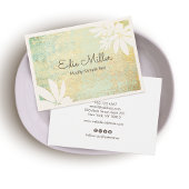 Modern Gold Green Abstract Floral Script Font Visitekaartje