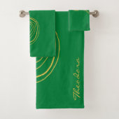 Modern Gold Green Abstract patroon Bad Handdoek (Insitu)