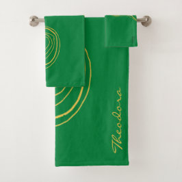Modern Gold Green Abstract patroon Bad Handdoek