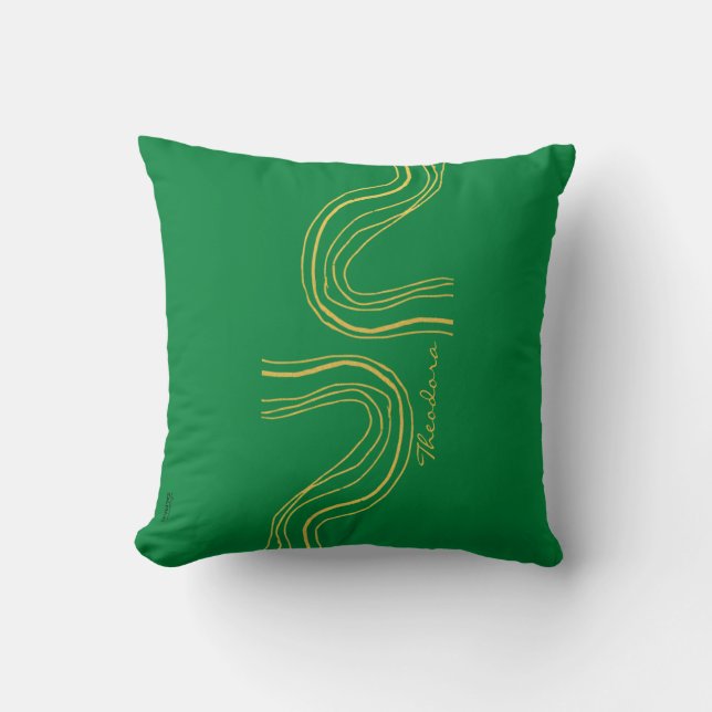 Modern Gold Green Abstract patroon Kussen (Voorkant)