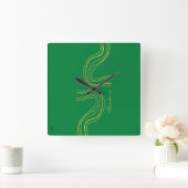 Modern Gold Green Abstract patroon Vierkante Klok (Huis)