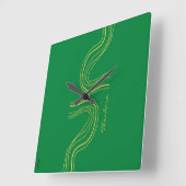 Modern Gold Green Abstract patroon Vierkante Klok (Hoek)