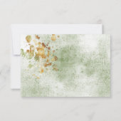 Modern Gold Green Botanical Geometric Weddenschap  RSVP Kaartje (Achterkant)