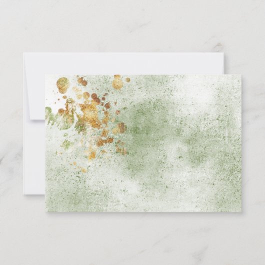 Modern Gold Green Botanical Geometric Weddenschap  RSVP Kaartje (Achterkant)