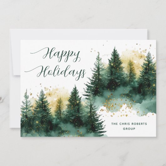 Modern Gold Green Business Christmas Feestdagenkaart (Voorkant)
