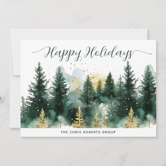 Modern Gold Green Business Christmas Feestdagenkaart (Voorkant)
