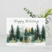 Modern Gold Green Business Christmas Feestdagenkaart (Staand voorkant)