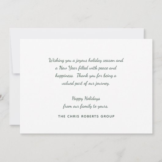 Modern Gold Green Business Christmas Feestdagenkaart (Achterkant)