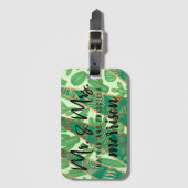 Modern Gold Green Cactus Palm Leaf Geometric Bagagelabel (Voorkant (verticaal))