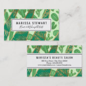 Modern Gold Green Cactus Palm Leaf Geometric Visitekaartje (Voorkant / Achterkant)