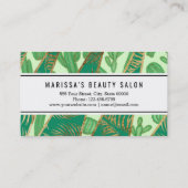 Modern Gold Green Cactus Palm Leaf Geometric Visitekaartje (Achterkant)