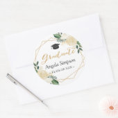 Modern Gold Green Floral Afstuderen Afstuderen Ronde Sticker (Envelop)
