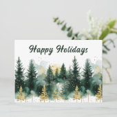 Modern Gold Green Happy Holidays Business Feestdagenkaart (Staand voorkant)