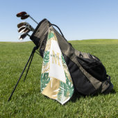 Modern Gold Green Tropical Leaves Monogram Golfhanddoek (Groen)