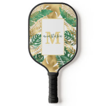 Modern Gold Green Tropical Leaves Monogram