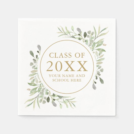 Modern Gold Greenery laat Afstuderen van olievlekk Servet (Voorkant)