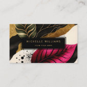 Modern Gold Greenery Leaf Abstract Visitekaartje (Voorkant)