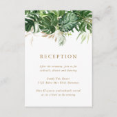 Modern Gold Greenery Tropical Wedding Reception Informatiekaartje (Voorkant)