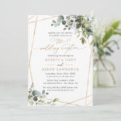 Modern Gold Greenery Wedding Reception Kaart (Staand voorkant)