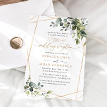 Modern Gold Greenery Wedding Reception Kaart<br><div class="desc">Dit elegante collectie is voorzien van gemengde groenbladeren van de waterverf in combinatie met een klastig serif en een delicaat sans lettertype in zwart,  met een monogram op de achterzijde. Overeenkomende objecten beschikbaar.</div>