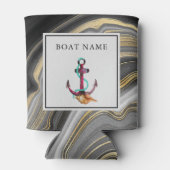 Modern Gold & Grey Agate Geode & Anchor Boat Name Blikjeskoeler (Achterkant)