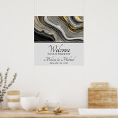 Modern Gold & Grey Agate Geode Gemstone Abstract Poster (Keuken)